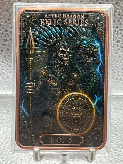 5 avdp oz Fine 999 Aztec Dragon Relic Series Bar.