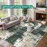 160x230cm Large Modern Abstract Rugs Living Room Non-slip Area Rug Short Pile Faux Wool Bedroom Carpet Lightweight Washable Minimalist Floor Carpet for Living Room Bedroom Office Decor, Green Image 5