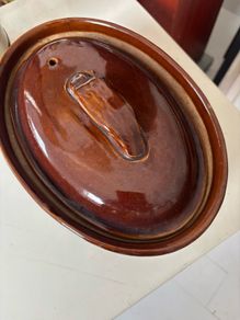 Vintage- Antique style Pearson's of Chesterfield Oval Treacle Glazed Lidded casserole dish
