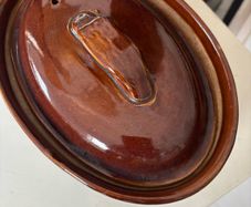 Vintage- Antique style Pearson's of Chesterfield Oval Treacle Glazed Lidded casserole dish