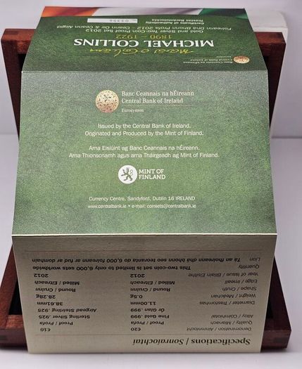 Ireland Silver Proof 2012 Michael Collins 1890-1922 Commemorative Silver and Gold Proof Coin Set in Original Holder with COA Stunning!