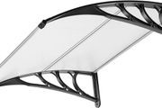 Window Door Awning 100x100cm Polycarbonate Spliced Canopy Transparent with Black Bracket Suitable for Door Porch Outdoor Roof Patio