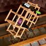 Vintage Wooden Accordion 8 Bottle Wine Rack Brass Rivets Countertop Wood Rustic Cottagecore Old Country Farmhouse Image 9