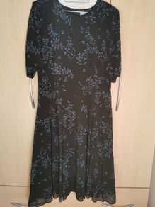 JIGSAW silk black floral dress UK 12