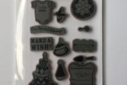 Baby shower themed red rubber stamps