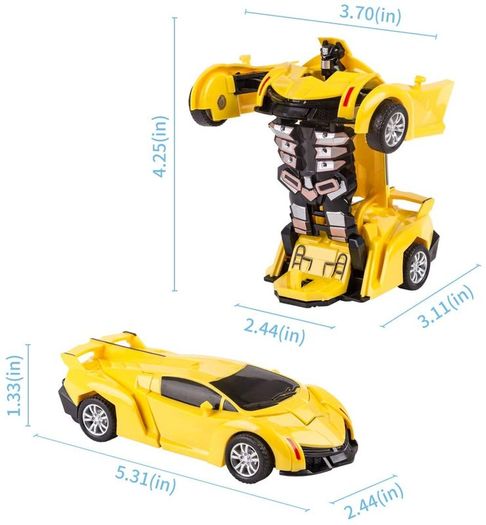2 Pcs Deformation Cars for 3-7 Years Old Boys,Best Birthday Gifts for Boys Girls Pull Back Robot Car Toy for Boys Girls Kids Play Push Toy Cars Transformers Cars Toys for Kids Blue & Yellow