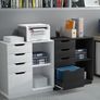4 Drawer Wood Lateral File Cabinet, A4 Letter Size Suspension File Hanging Folder Filing Cabinet, Printer Stand with Open Storage Shelf for Office and Home,White Image 5