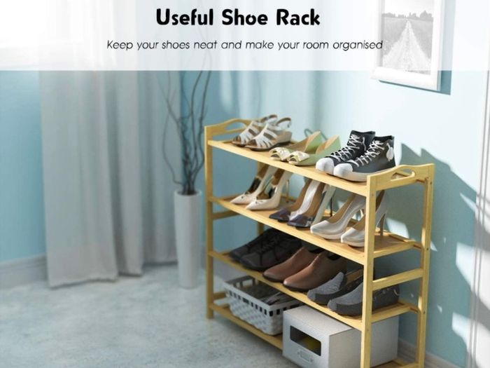Shoe Rack, 4 Tier Bamboo Shoe Racks Storage Organizer (FREE POSTAGE)