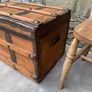 Late Victorian Antique Metal Bound Wooden Chest. Image 5
