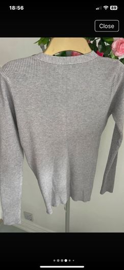 jumper grey vneck drawstring front jumper Bnwt