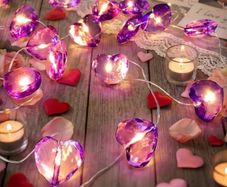 Crystal Love Heart String Fairy Lights Warm White Micro LEDs on 2m Silver Wire Battery Operated Indoor Romantic Lighting for Home Bedroom Wedding Indoor Decor