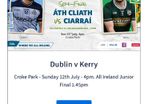 Kerry v Dublin Juvenile tickets x 2