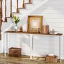 Slim Console Table for Hallway, Metal Frame, Compact Display Table, Sofa Table for Small Spaces, Entryway, Living Room, Sturdy, White and Walnut Image 2