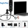 USB Microphone Metal Computer Condenser PC Mic for Gaming Podcasting Streaming Recording Voiceover YouTube Skype Twitch Zoom Cardioid with Tripod Compatible with Desktop Laptop Windows MacOS (FREE POSTAGE) Image 4