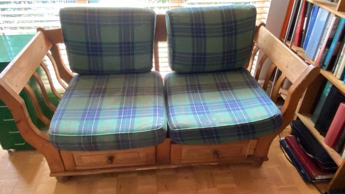 Sofa with wooden drawers