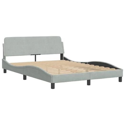 Bed Frame "Dover" Light Grey 135x190 cm Double Velvet