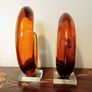 Pair of Mid - Century Murano Amber Glass Love Knot Sculpture. Image 4