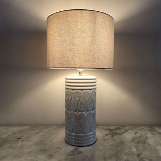 Embossed Ceramic Table Lamp x 2
