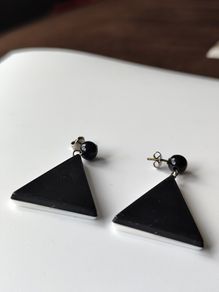 1980s Vintage Two Tone Triangle Geometric Earrings