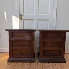 Set of two vintage hardwood bedside dressers