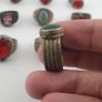 Lot of 15 Antique Tribal Style Brass Rings Mixed Stone & Colourful Glass Image 10