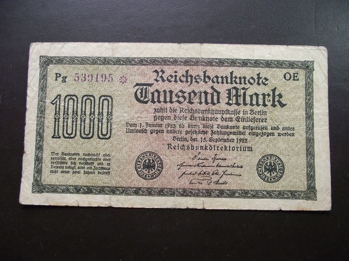 Germany. Reichsbanknote. 1000 Mark (15.9.1922)