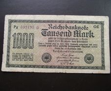 Germany. Reichsbanknote. 1000 Mark (15.9.1922)