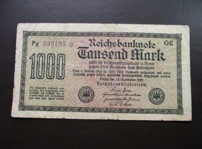Germany. Reichsbanknote. 1000 Mark (15.9.1922)