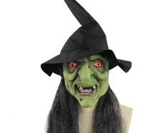 Halloween Witch latex mask with hair.