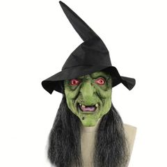 Halloween Witch latex mask with hair.