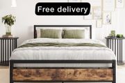 Double Bed Frames with Wood Headboard