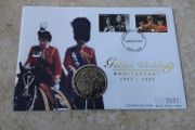 Queen Elizabeth II : Golden Wedding Anniversary : Sierra Leone , Commemorative Stamp and Coin First Day Cover - 1997