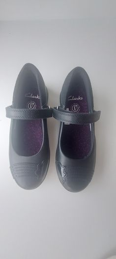 Clarks Relda Wish Black Leather School Shoes - UK 13.5 (EU 32.5)