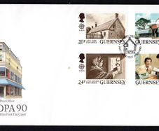 1990 Guernsey Europa: Post Office Buildings Commemorative Stamps Official First Day Cover (FDC)