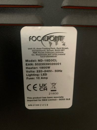 Electric stove effect heater, electric heater 1800W