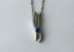 Two Tone 9ct Gold 0.06ct Diamonds and Sapphire Pendant