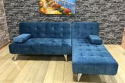 Blue Velvet Nordic Comfort Chaise Sofa, 198cm