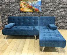 Blue Velvet Nordic Comfort Chaise Sofa, 198cm