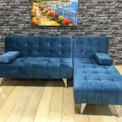 Blue Velvet Nordic Comfort Chaise Sofa, 198cm