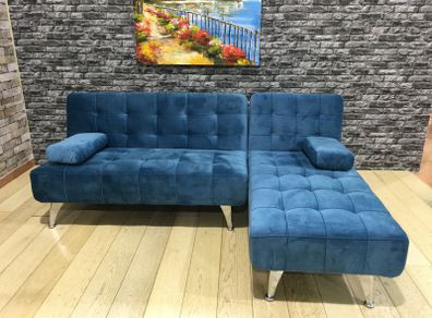Blue Velvet Nordic Comfort Chaise Sofa, 198cm