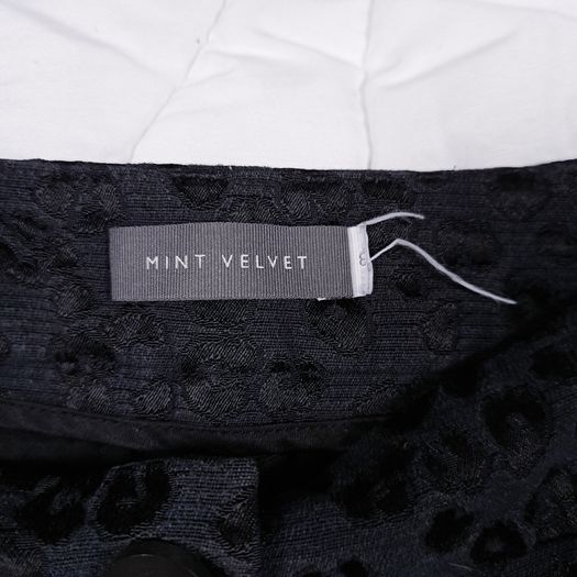 Mint Velvet Black Subtle Leopard Jacquard Print Flare Leg Trousers Pants 8UK/36EU
