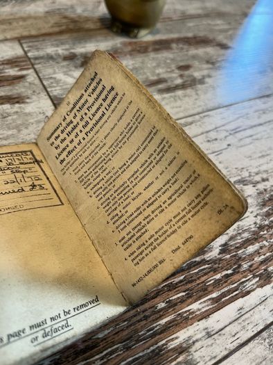 vintage  driving license