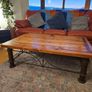 Coffee table, solid wood and wrought iron Image 2