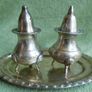 Vintage Salt & Pepper Shaker Pair silver plated Tray And Velvet Box Image 5