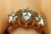 Bargain 18kt Vermeil Hard Gold Plated Sterling Silver Moissanite Trinity Ring