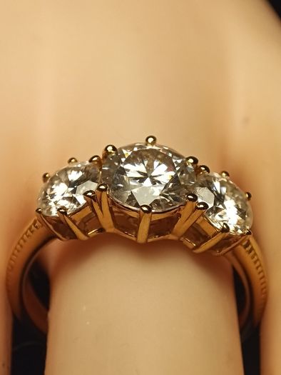 Bargain 18kt Vermeil Hard Gold Plated Sterling Silver Moissanite Trinity Ring