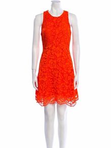 Sandro Size 2Uk 8-10 Orange Floral Lace Fit & Flare Dress