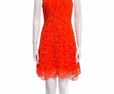 Sandro Size 2Uk 8-10 Orange Floral Lace Fit & Flare Dress