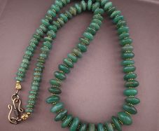 Vintage Tire Shape Jade Beads Necklace 24inches