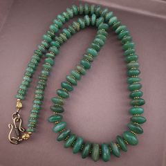 Vintage Tire Shape Jade Beads Necklace 24inches